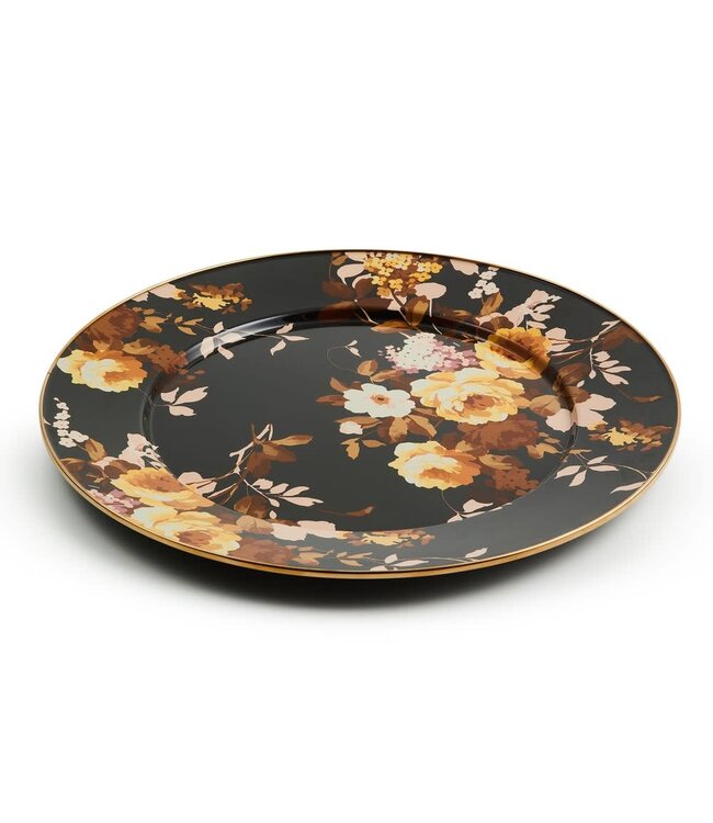MACKENZIE CHILDS Wild Rose Brown Serving Platter