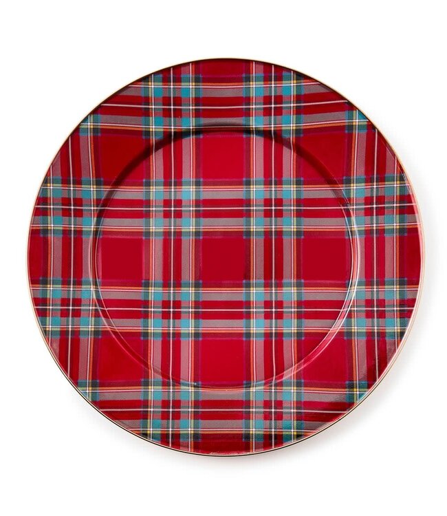 MACKENZIE CHILDS Tartastic Enamel Serving Platter - Red