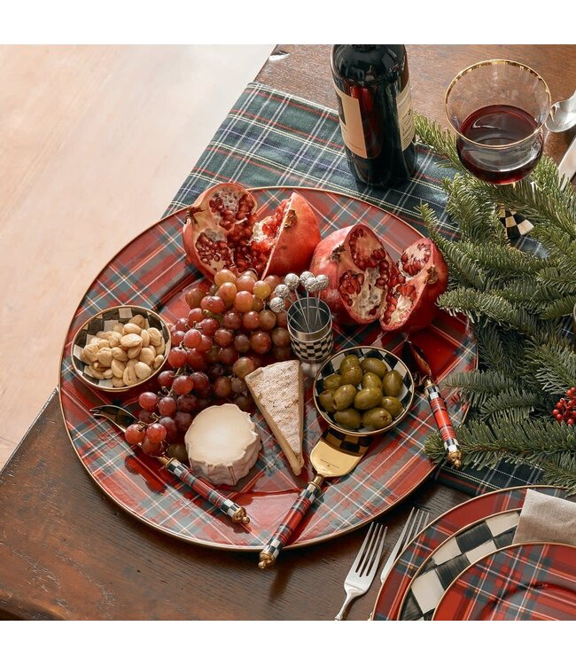MACKENZIE CHILDS Tartastic Enamel Serving Platter - Red