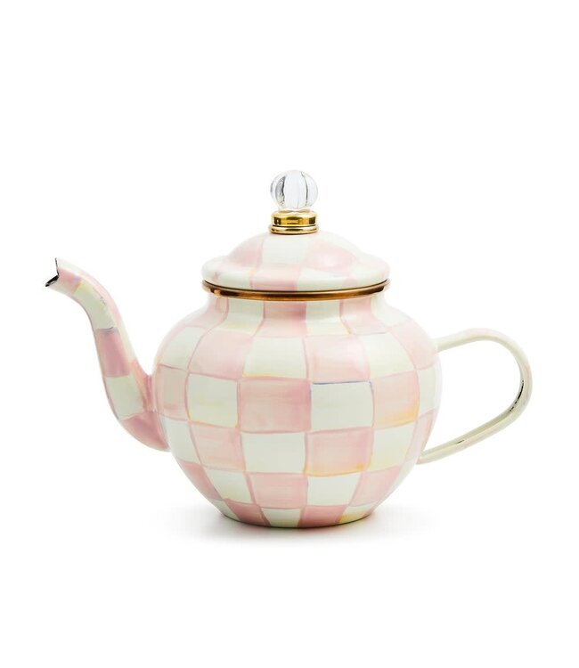 MACKENZIE CHILDS Rosy Check 4 Cup Teapot