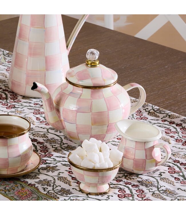 MACKENZIE CHILDS Rosy Check 4 Cup Teapot