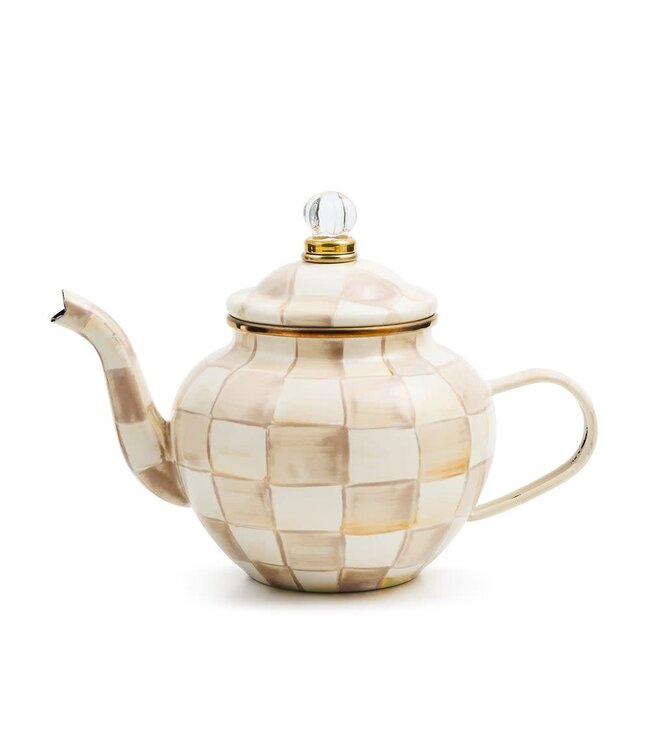 MACKENZIE CHILDS Mocha Check 4 Cup Teapot