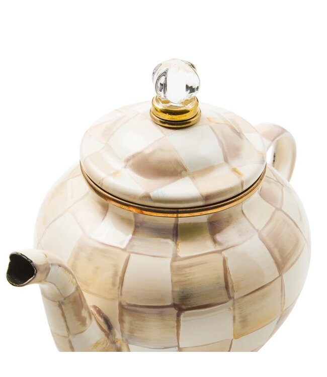 MACKENZIE CHILDS Mocha Check 4 Cup Teapot