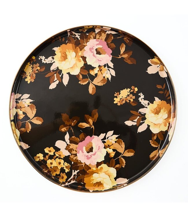 MACKENZIE CHILDS Wild Rose Brown Round Tray