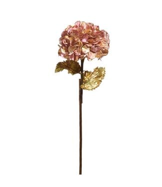 28" Gilded Pink Hydrangea Stem