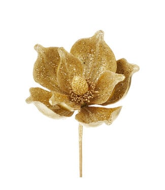 23" Gold Glittered Metallic Magnolia Stem