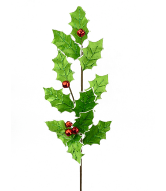 Velvet Holly Leaf Bell Spray