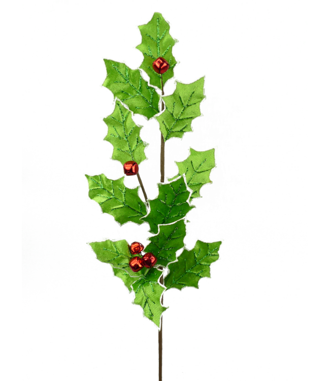 Velvet Holly Leaf Bell Spray