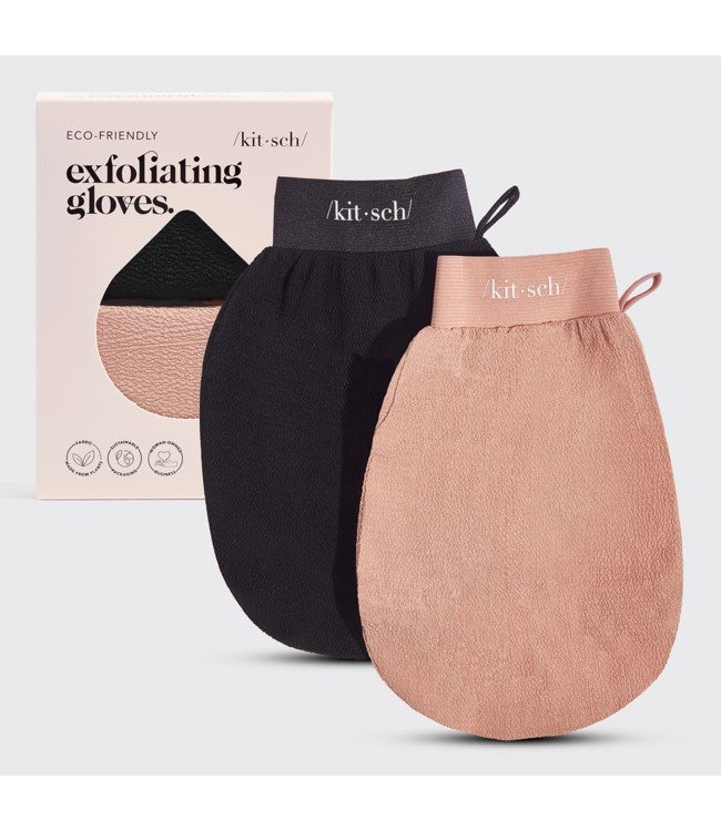 KITSCH Exfoliating Gloves Set - Black & Terracotta