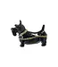 Enameled Metal Scottie Shaped Trinket Box w/ Jewels, Gold Finish & Black