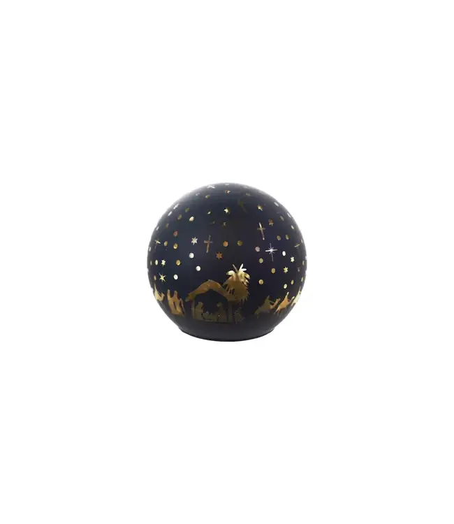 Glass Ball with LED Light & Laser Etched Nativity Scene
