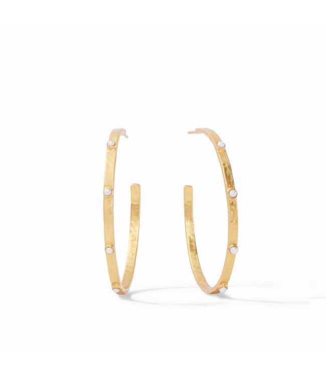 JULIE VOS Crescent Stone Hoop Gold
