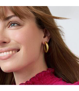 JULIE VOS Hammered Hoop Gold