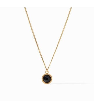 JULIE VOS Fleur-De-Lis Solitaire Necklace Gold - Obsidian Black