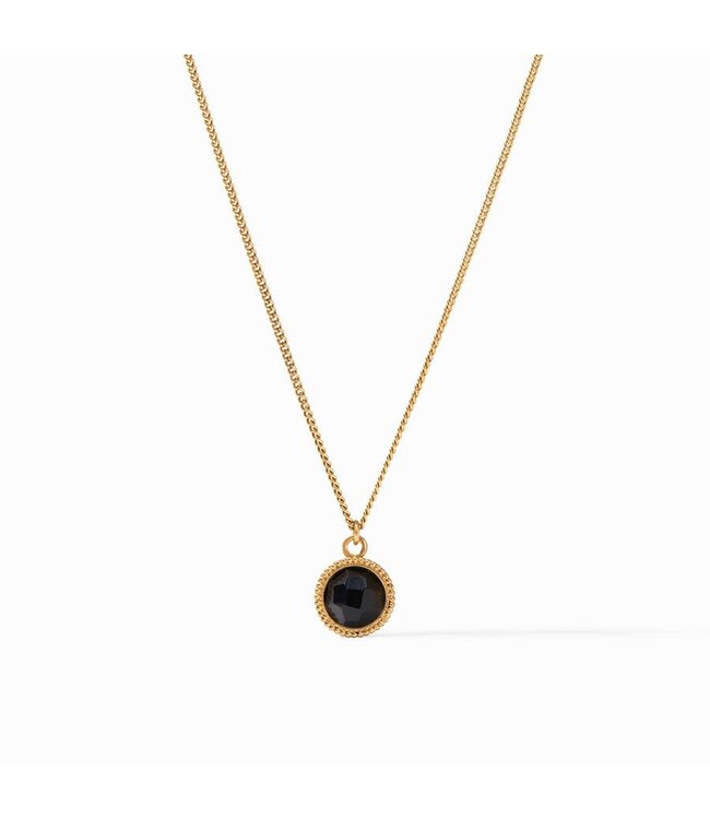 JULIE VOS Fleur-De-Lis Solitaire Necklace Gold - Obsidian Black