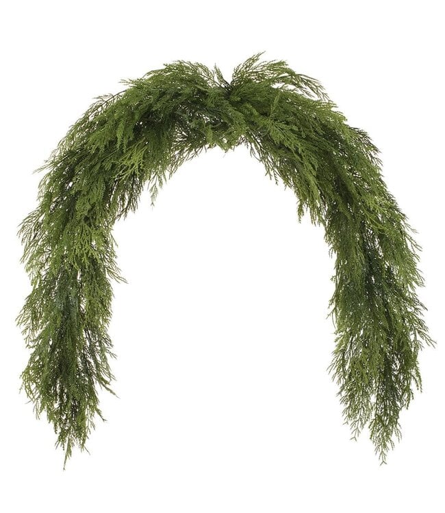 6' Glittered Ultra Deluxe Mixed Cedar Mantel Swag Garland Green