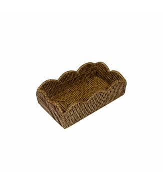 Rattan Scalloped Guest Towel Napkin Holder