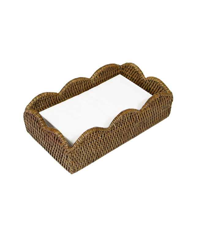 Rattan Scalloped Guest Towel Napkin Holder