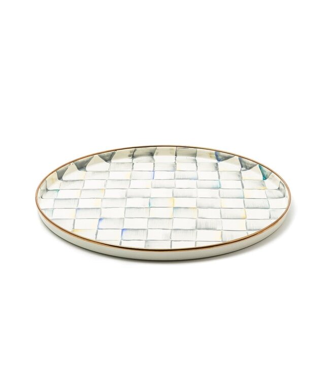 MACKENZIE CHILDS Sterling Check Enamel Round Tray