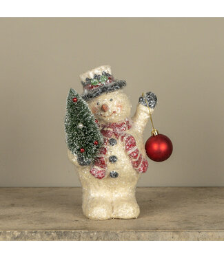10" Snowman With Bulb & Tree