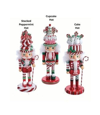 10" Hollywood Candy and Cake Hat Nutcracker - Sold Individually
