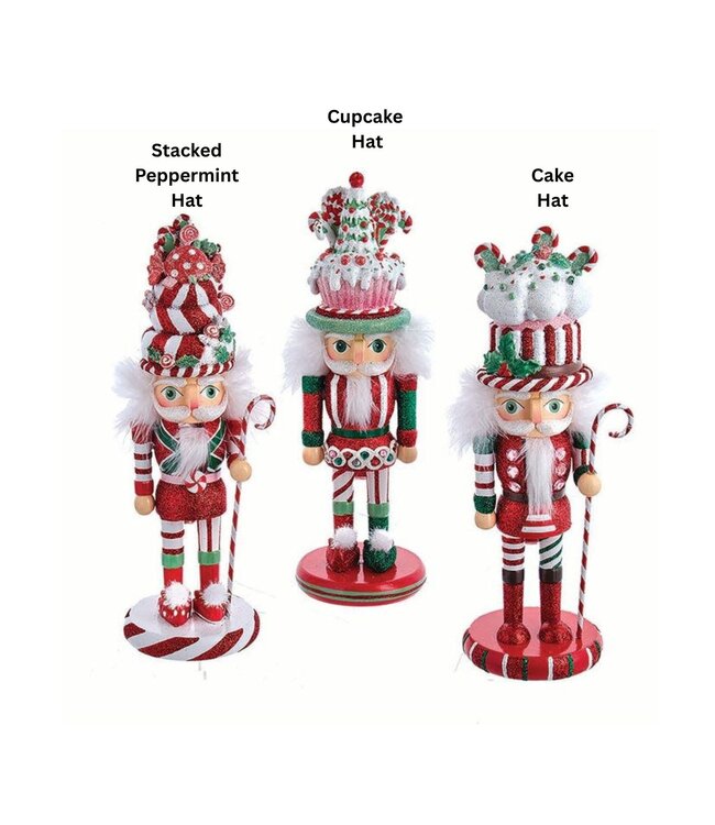10" Hollywood Candy and Cake Hat Nutcracker - Sold Individually