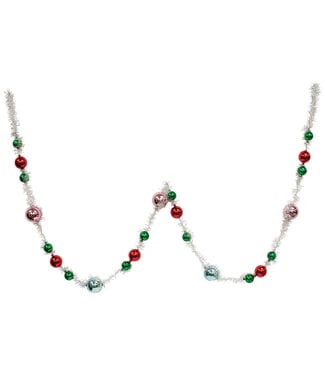 6 Ft Platinum Tinsel & Bauble Garland