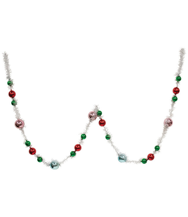 6 Ft Platinum Tinsel & Bauble Garland