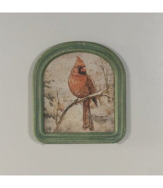 Arched Frame Winter Cardinal Scene