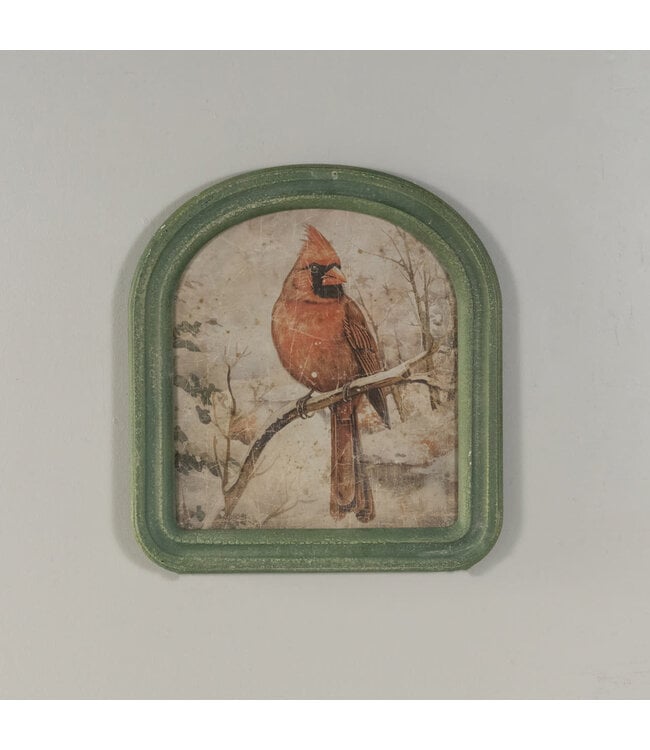 Arched Frame Winter Cardinal Scene