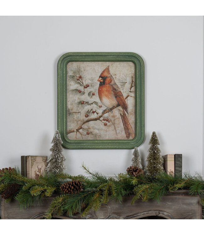 Framed Winter Cardinal Scene