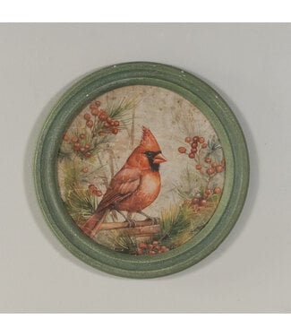 Round Frame Holiday Cardinal Scene