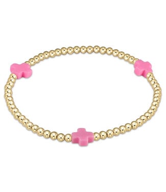 ENEWTON Egirl Signature Cross Gold Pattern 3mm Bead Bracelet - Bright Pink