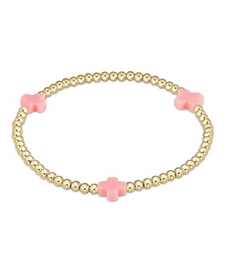 ENEWTON Egirl Signature Cross Gold Pattern 3mm Bead Bracelet - Pink