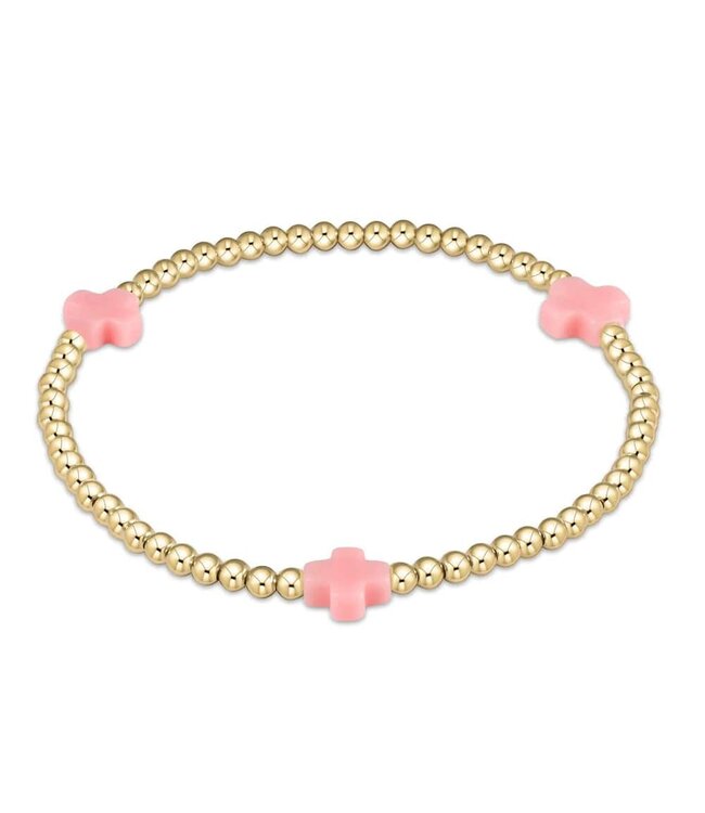 ENEWTON Egirl Signature Cross Gold Pattern 3mm Bead Bracelet - Pink