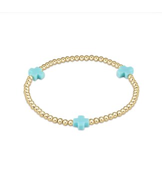 ENEWTON Egirl Signature Cross Gold Pattern 3mm Bead Bracelet - Turquoise