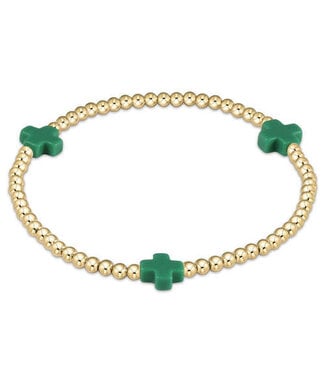 ENEWTON Egirl Signature Cross Gold Pattern 3MM Bead Bracelet - Emerald