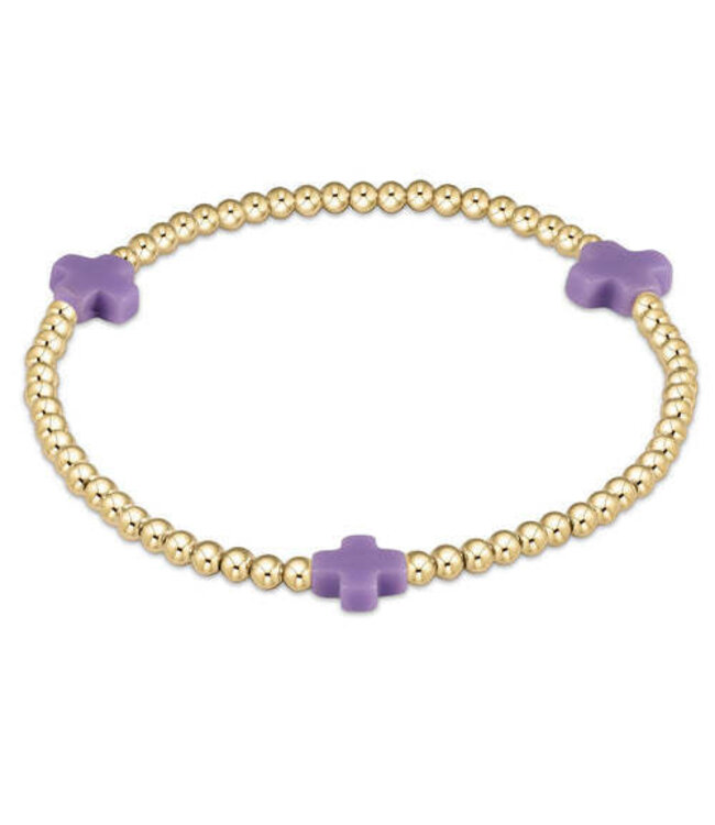 ENEWTON Egirl Signature Cross Gold Pattern 3MM Bead Bracelet - Purple