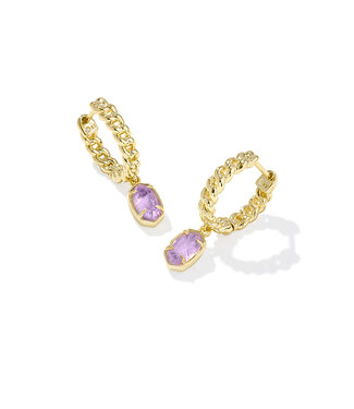 KENDRA SCOTT Emilie Huggie Earrings - Gold Purple Amethyst