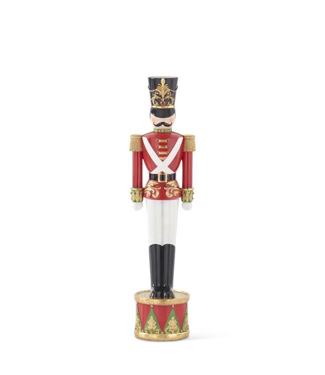 18.25 Inch Red White Black & Gold Resin Soldier On Drum