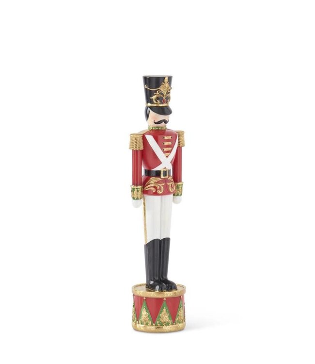 18.25 Inch Red White Black & Gold Resin Soldier On Drum