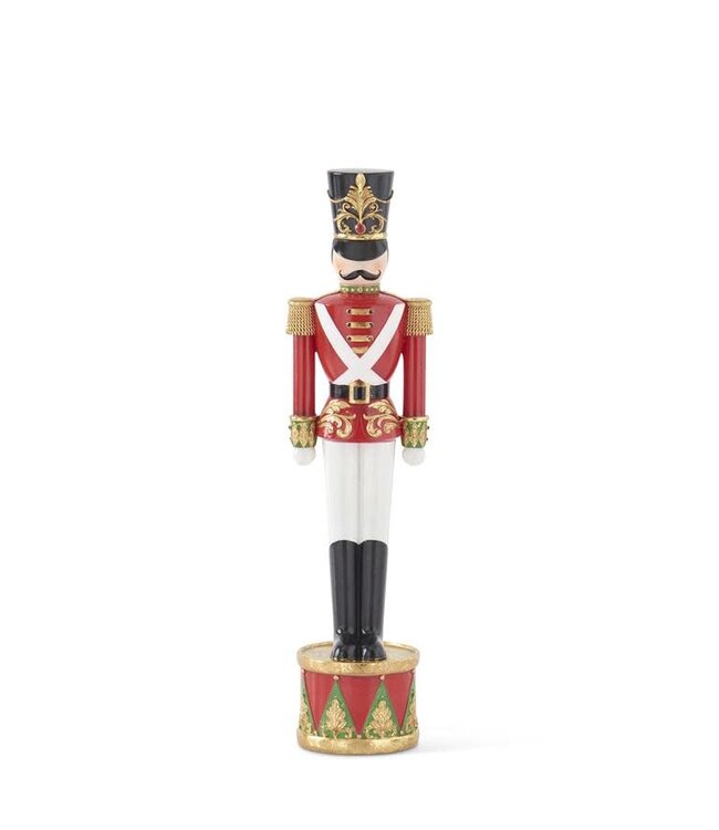 18.25 Inch Red White Black & Gold Resin Soldier On Drum