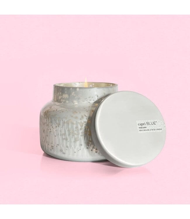 CAPRI BLUE Volcano Signature Jar White Mercury Etched Candle