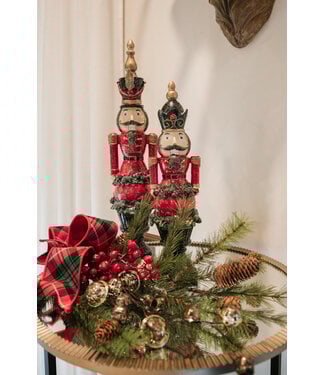 Resin Glittered Nutcrackers on Black Pedestal - Set of 2