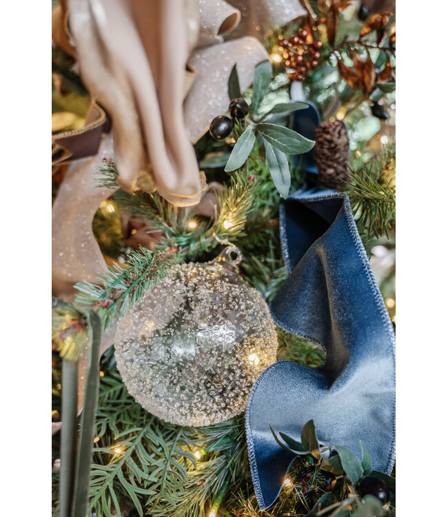 5” Glass Dimpled Beaded Ball Ornament