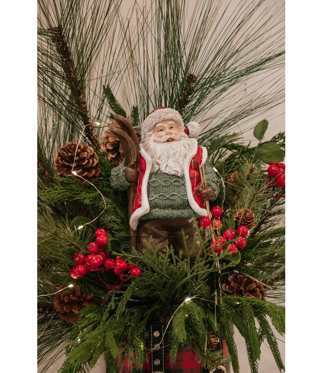 9.75" Resin Santa with Skis - Set of 2