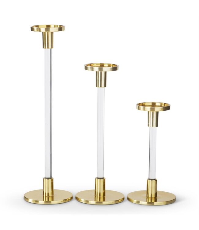 Acrylic & Gold Metal Taper Candleholder - Sold Individually
