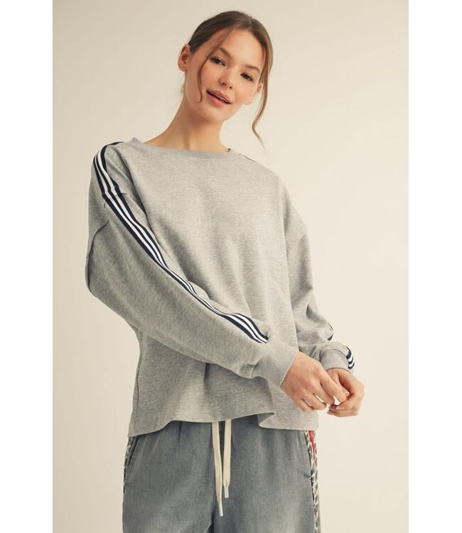 Lila Stripe Contrast Accent Comfy Sweatshirt