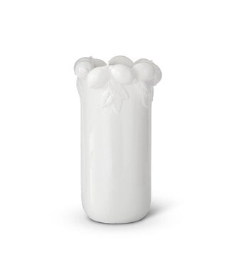 11.5 Inch White Ceramic Lemon Rim Vase