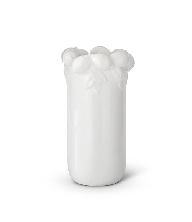 11.5 Inch White Ceramic Lemon Rim Vase